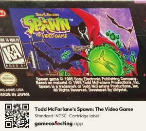 Todd McFarlane's Spawn: The Video Game Super Nintendo Entertainment System, NTSC cartridge label