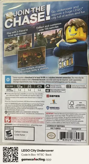 LEGO City Undercover Nintendo Switch, NTSC box back