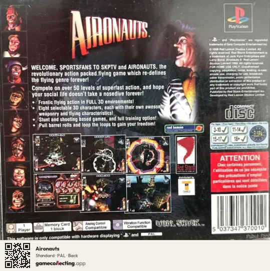 Aironauts PlayStation, PAL box back