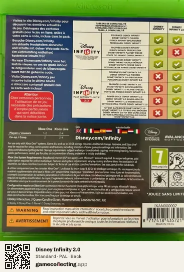 Disney Infinity 2.0 Xbox One, PAL box back