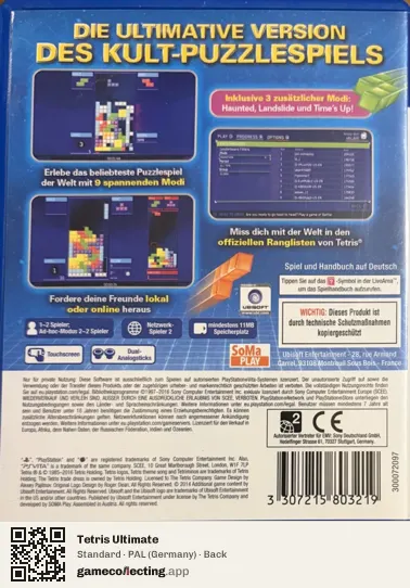 Tetris Ultimate PlayStation Vita, Germany box back