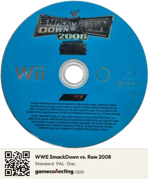 WWE SmackDown vs. Raw 2008 Nintendo Wii, PAL disc