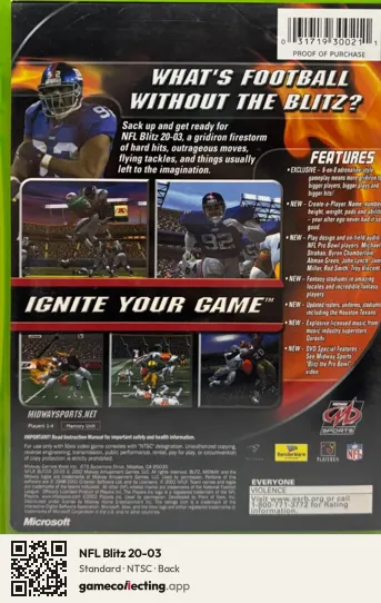 NFL Blitz 20-03 Xbox, NTSC box back