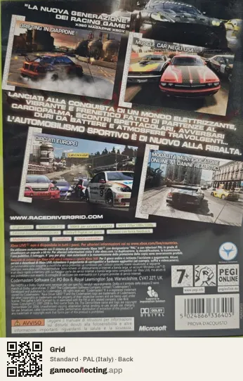 Grid Xbox 360, Italy box back