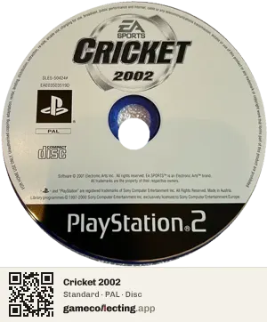 Cricket 2002 PlayStation 2, PAL disc