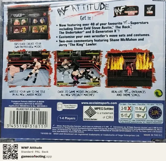 WWF Attitude Sega Dreamcast, PAL box back