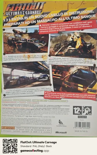 FlatOut: Ultimate Carnage Xbox 360, Italy box back