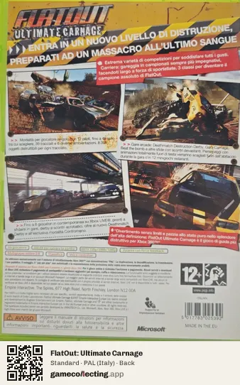 FlatOut: Ultimate Carnage Xbox 360, Italy box back