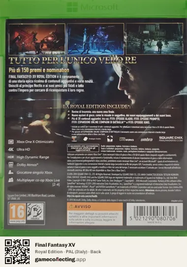Final Fantasy XV Xbox One, Italy box back