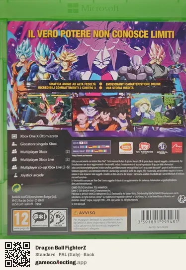 Dragon Ball FighterZ Xbox One, Italy box back