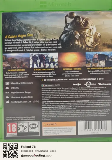 Fallout 76 Xbox One, Italy box back
