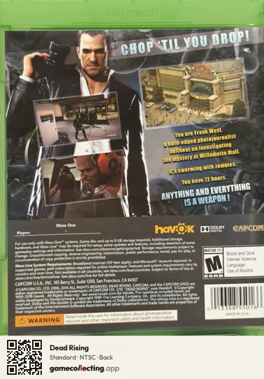Dead Rising Xbox One, NTSC box back