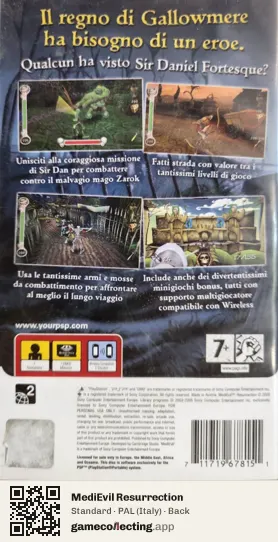 MediEvil Resurrection PlayStation Portable, Italy box back