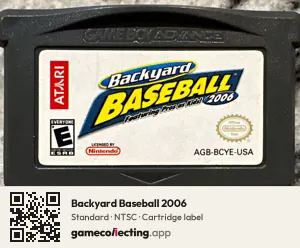 Backyard Baseball 2006 Game Boy Advance, NTSC cartridge label