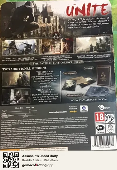 Assassin's Creed Unity Xbox One, PAL box back