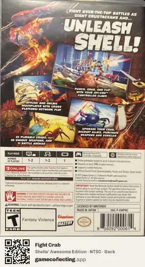 Fight Crab Nintendo Switch, NTSC box back