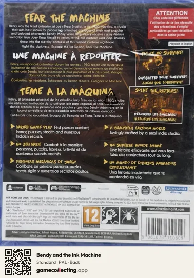 Bendy and the Ink Machine PlayStation 5, PAL box back