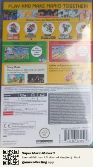 Super Mario Maker 2 Nintendo Switch, United Kingdom box back