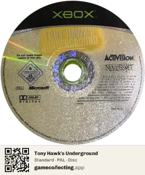 Tony Hawk's Underground Xbox, PAL disc
