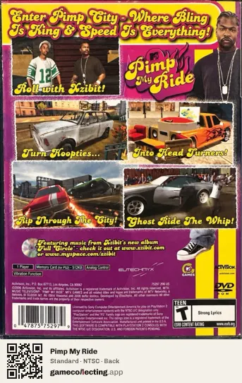 Pimp My Ride PlayStation 2, NTSC box back