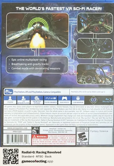 Radial-G: Racing Revolved PlayStation 4, NTSC box back