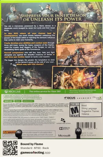 Bound by Flame Xbox 360, NTSC box back