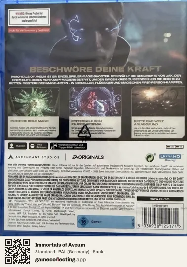 Immortals of Aveum PlayStation 5, Germany box back