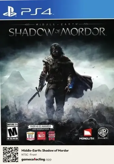 Middle-Earth: Shadow of Mordor PlayStation 4, NTSC box front