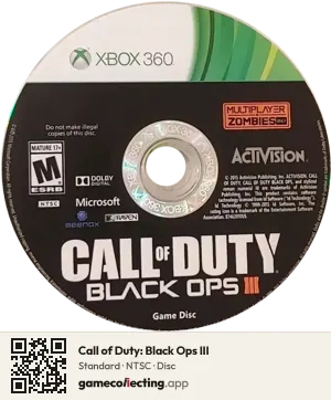 Call of Duty: Black Ops III Xbox 360, NTSC disc