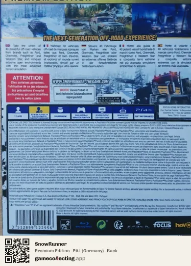 SnowRunner PlayStation 4, Germany box back
