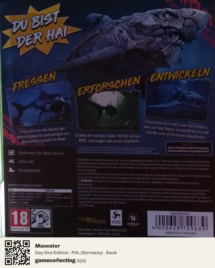 Maneater Xbox One, Germany box back