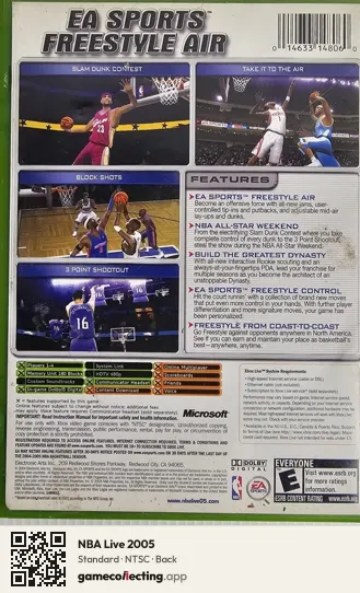 NBA Live 2005 Xbox, NTSC box back