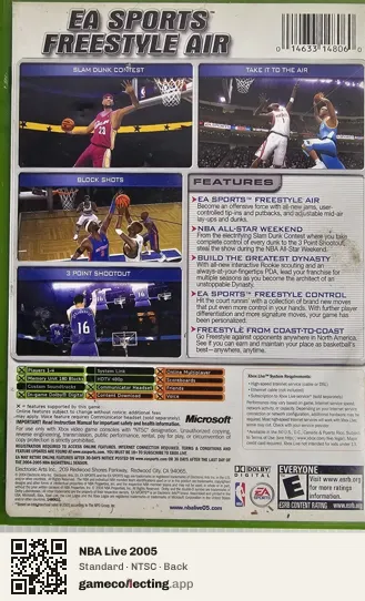 NBA Live 2005 Xbox, NTSC box back