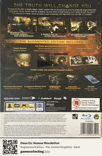 Deus Ex: Human Revolution PlayStation 3, United Kingdom box back