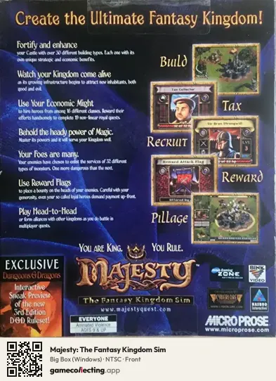 Majesty: The Fantasy Kingdom Sim Computer, NTSC box front
