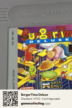BurgerTime Deluxe Game Boy, NTSC cartridge label