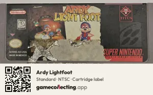 Ardy Lightfoot Super Nintendo Entertainment System, NTSC cartridge label