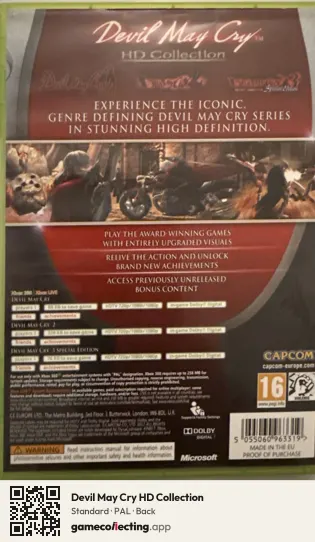 Devil May Cry HD Collection Xbox 360, PAL box back