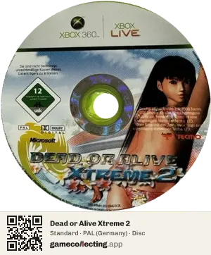 Dead or Alive Xtreme 2 Xbox 360, PAL disc