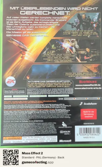 Mass Effect 2 Xbox 360, Germany box back