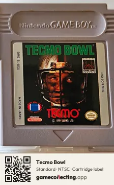 Tecmo Bowl Game Boy, NTSC cartridge label