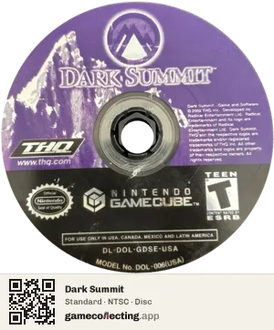 Dark Summit Nintendo GameCube, NTSC disc