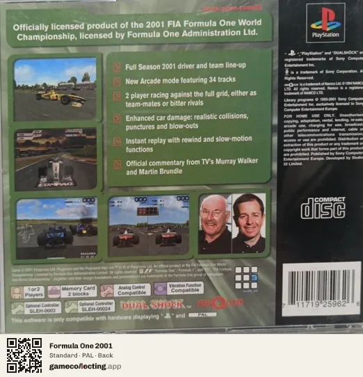 Formula One 2001 PlayStation, PAL box back