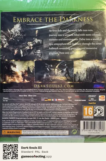 Dark Souls III Xbox One, PAL box back