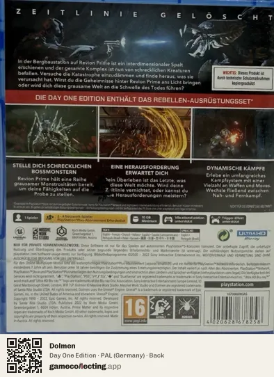 Dolmen PlayStation 5, Germany box back