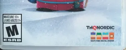 South Park: Snow Day!, the ESRB box on its front