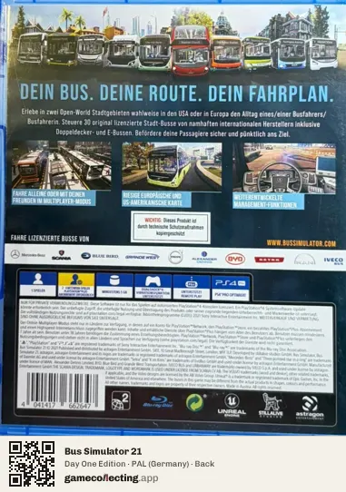 Bus Simulator 21 PlayStation 4, Germany box back