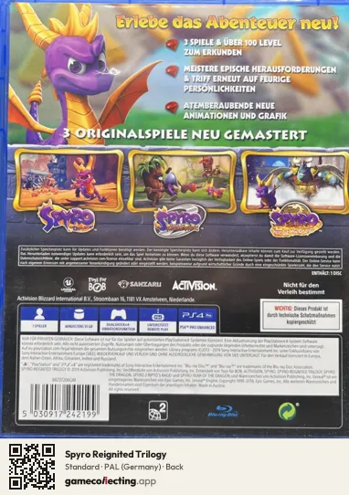 Spyro Reignited Trilogy PlayStation 4, Germany box back