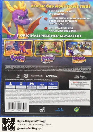Spyro Reignited Trilogy PlayStation 4, Germany box back