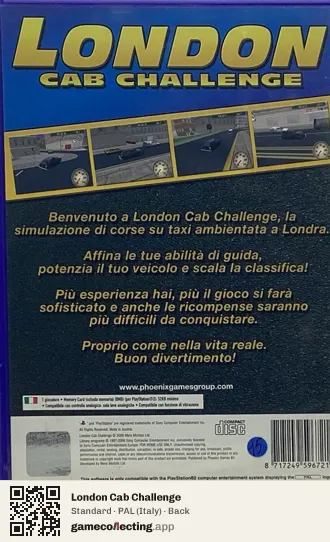 London Cab Challenge PlayStation 2, Italy box back